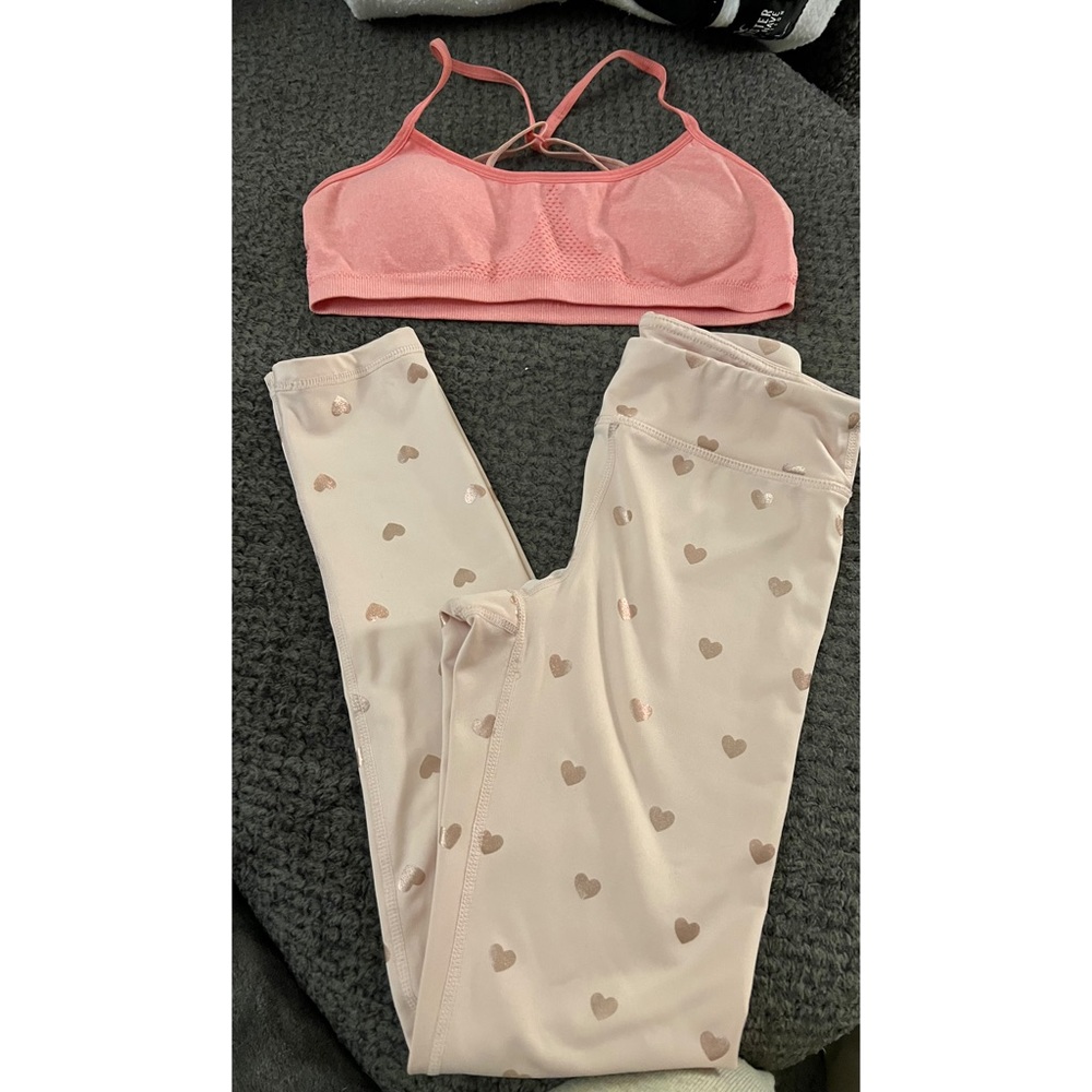 90 Degree by Reflex Girls leggings size M(10) w/Hanes XL bralette combo.